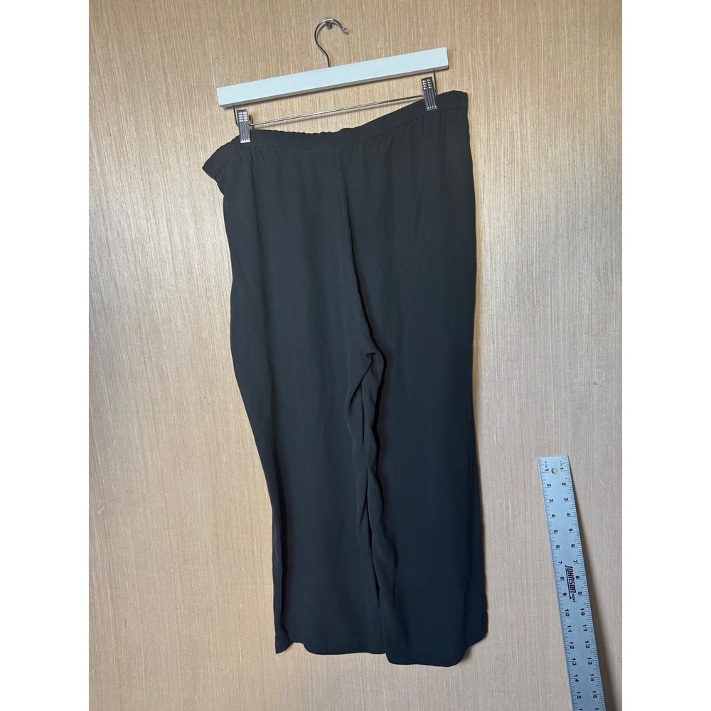 Eileen Fisher Womens Black Viscose Stretch Wide Leg Cropped Pants Size L USA